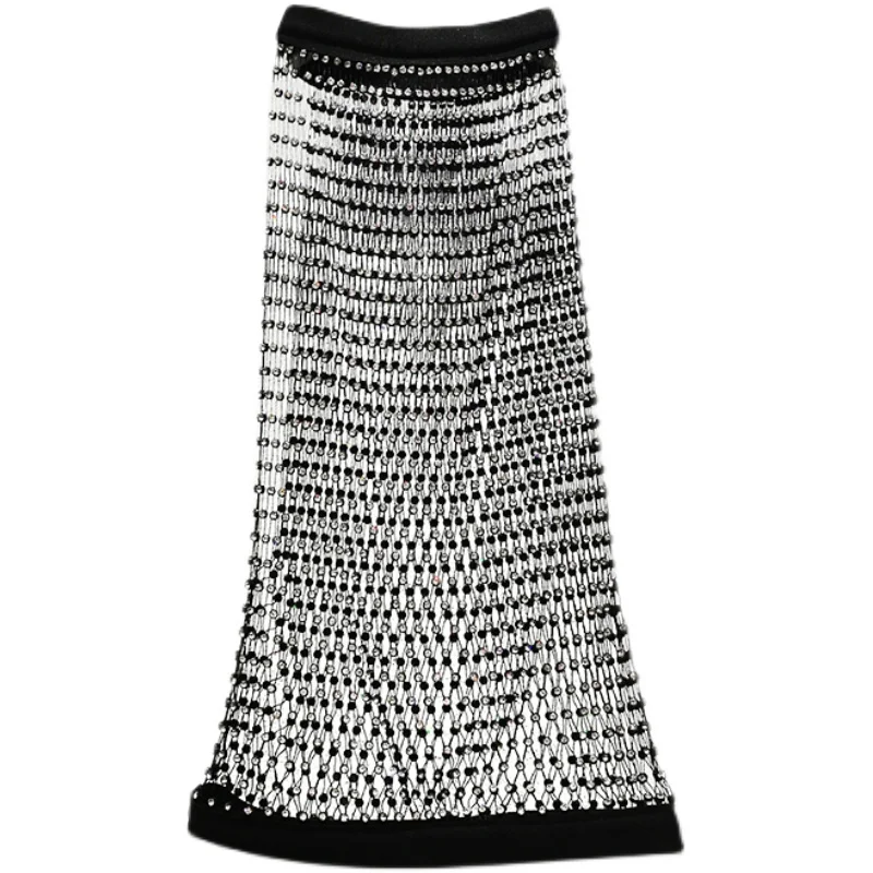 

2021 summer new performance costumes ins grid perspective outfit flashing full of diamond sleeveless vest nightclub top