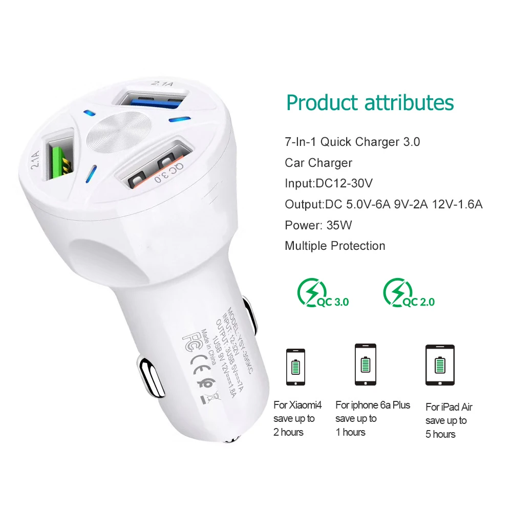 AIXXCO 3 порта USB Автомобильное зарядное устройство Quick Charge 3,0 Быстрая автомобильная прикуриватель для samsung huawei Xiaomi iphone автомобильное зарядное устройство QC 3,0