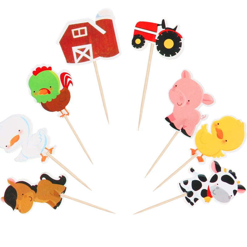 Животноводческая ферма топперы выбирает кекс Топпер Baby Shower поставки День