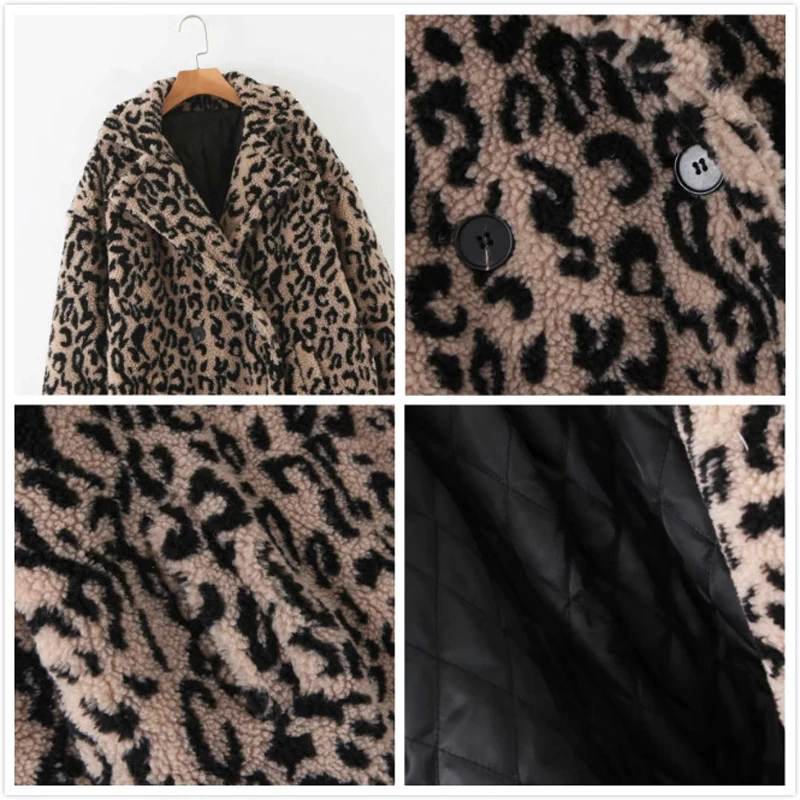 Осень Зима Новая Винтажная леопардовая печать длинный искусственный мех