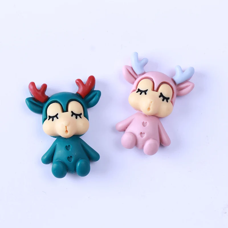 10 шт. с изображением &quotОлень&quot полимерные Стразы плоские оборота кабошон Kawaii