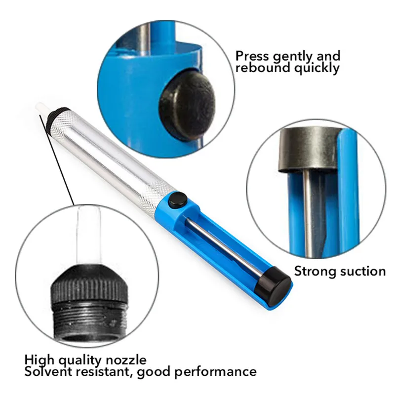1Pc Blue Durable Removal Device Vacuum Soldering Semi Aluminium Metal Desoldering Pump Tool Iron Desolder Hand Welding Tools | Инструменты