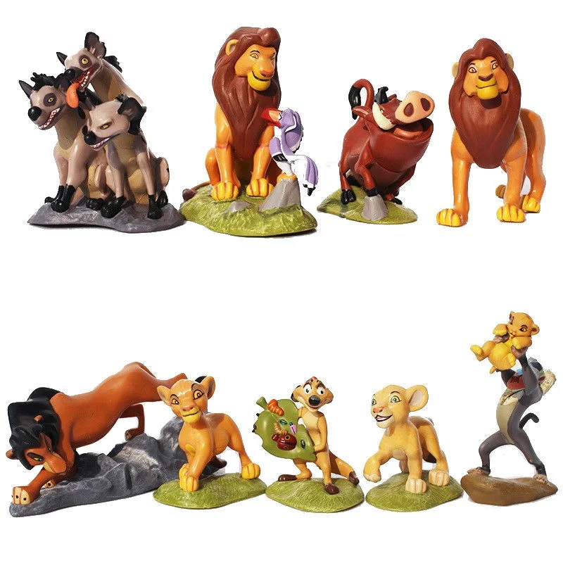 9 шт./комплект Фигурки Disney The Lion King: Simba, Mufasa, Nala, Hyenas, Timon, Pumbaa, Sarabi, Sarafina, Scar. ПВХ фигурки-куклы игрушки.