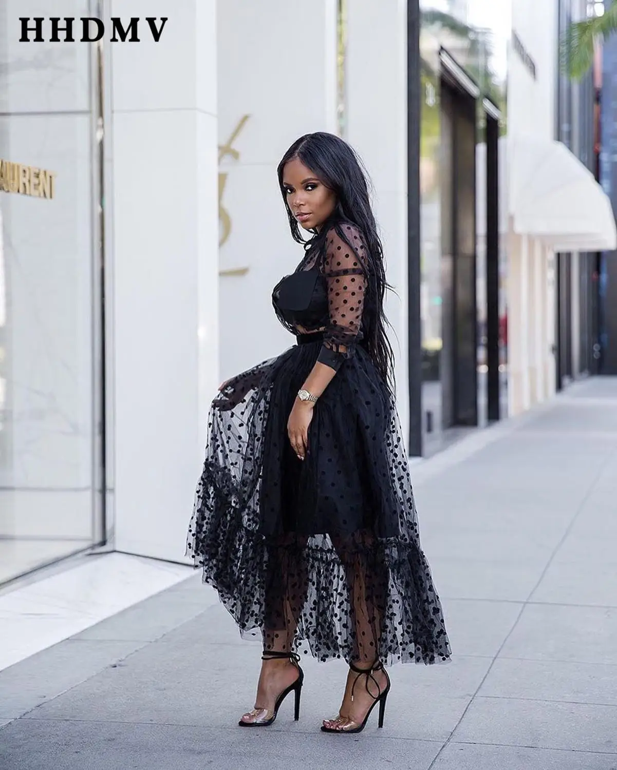 HHDMV NK032 Новая мода 2019 женское летнее повседневное черное платье с принтом