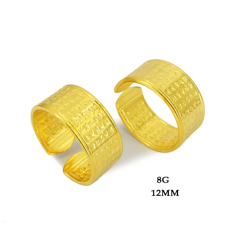 

Korean Fashion 24k Gold Ring for Men Wedding Engagement Jewelry Gifts Adjustable Yellow Gold Unisex Couple Rings Gifts for Lover