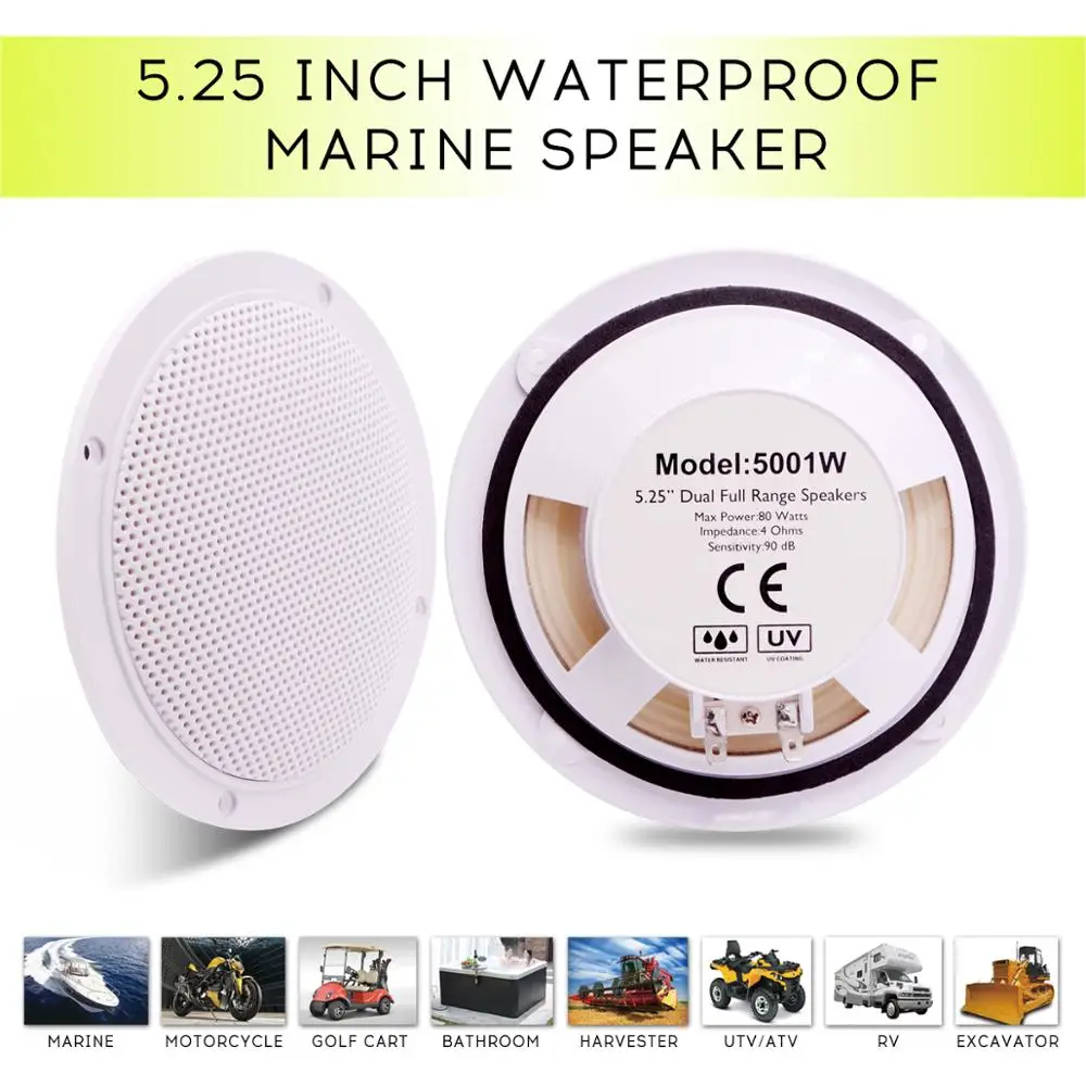 5,25 дюймов 2Way 160 Вт Морской Стерео лодка водонепроницаемый динамик Bluetooth мотоцикл наружная звуковая система для спа UTV ATV Golf