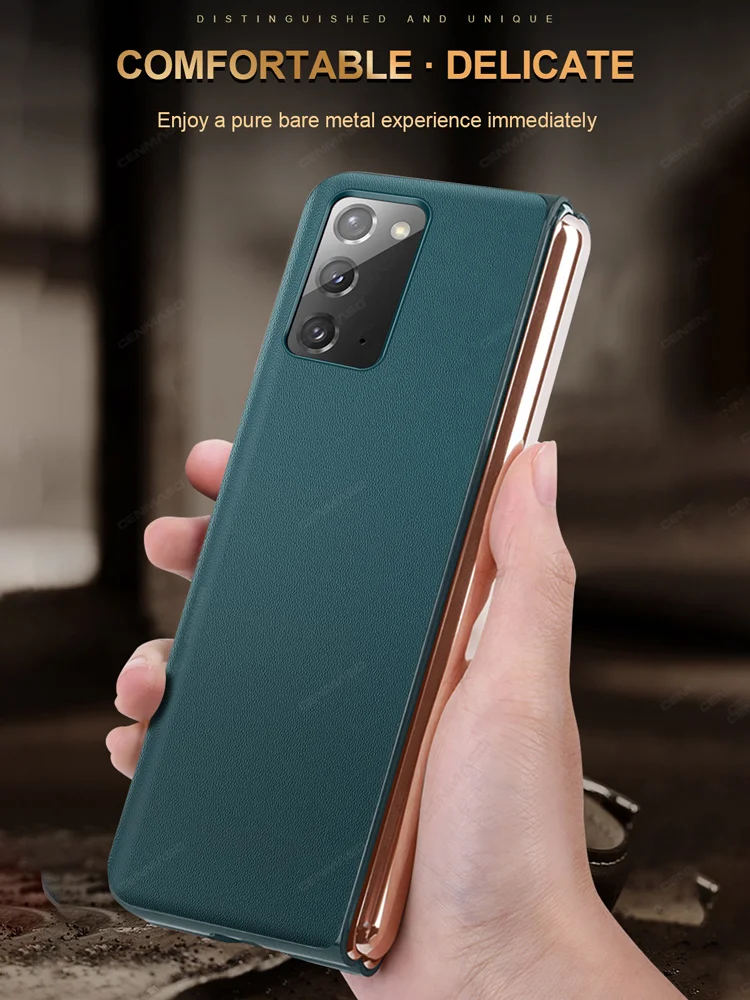 

GRMA Original Luxury Genuine Leather Cover for Samsung Galaxy Z Fold2 Fold 2 5G Foldable Front And Back Mobile Phone Case Coques