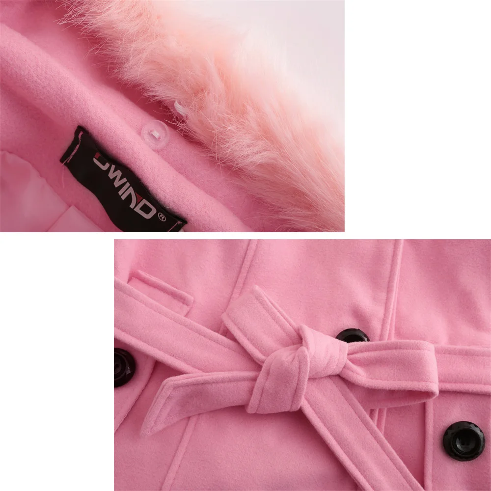

Women Mid-Length Coats Big Fur Collar Woolen Jacket New Autumn Winter Double-Breasted Overcoat Casual Street Ladies Clothing