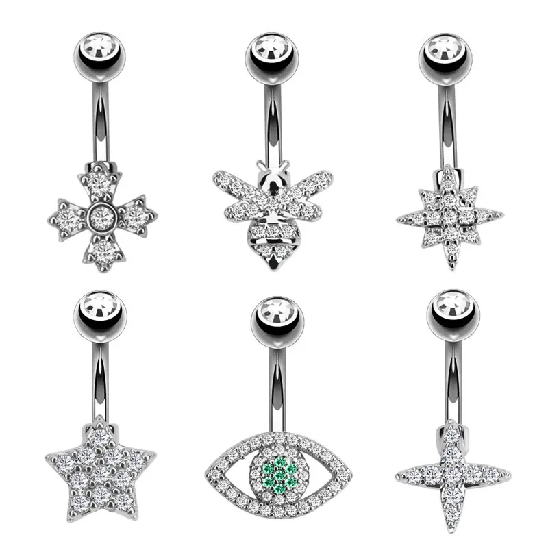 

1PC 14G 316L Surgical Steel Navel Belly Button Rings Heart Barbell Nombril Ombligo Navel Ring Bar Piercing Women Belly Jewelry