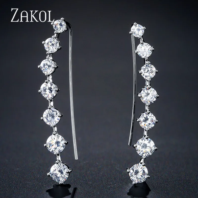 ZAKOL модные простые круглые серьги-гвоздики с фианитом 1 шт. для женщин студентов