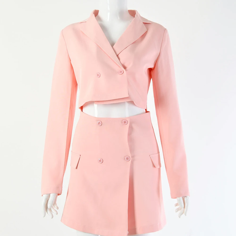 Женский деловой костюм с V образным вырезом и длинным рукавом|Костюмы юбкой| |