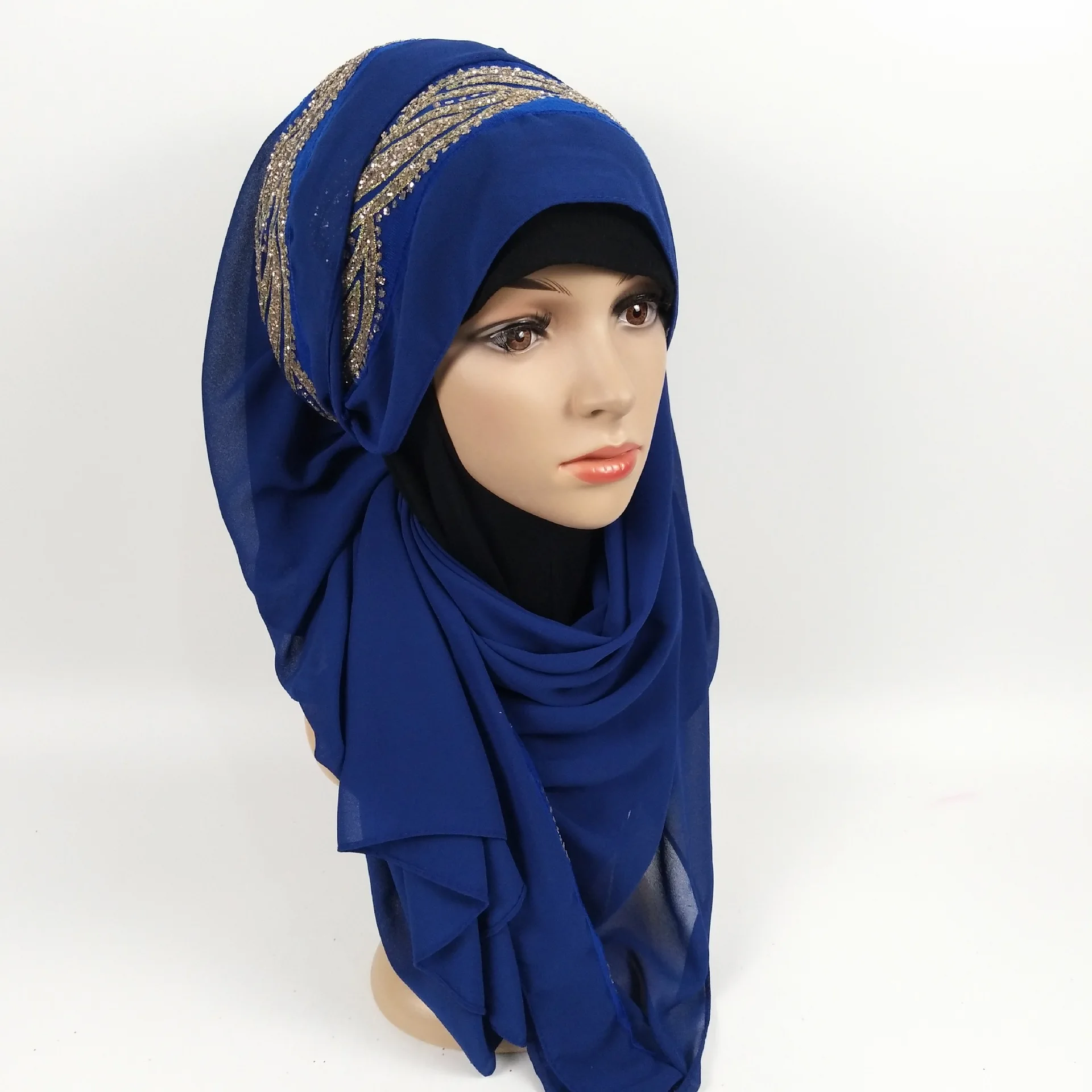 1 шт. Женская однотонная блестящая шифоновая Роскошная шаль глушитель повязка