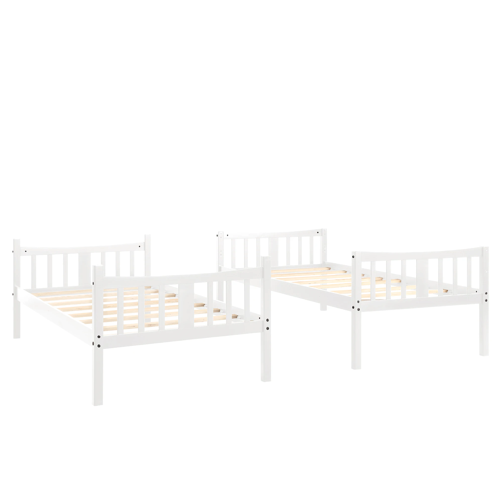 Двойная койка из цельного дерева с двойной лестницей и ограждением для