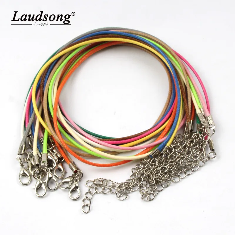 

10PCS 1.5MM Faux Leather Necklace For DIY Charm Jewelry Making Accessories Handmade Lobster Clasp Adjustable Rope