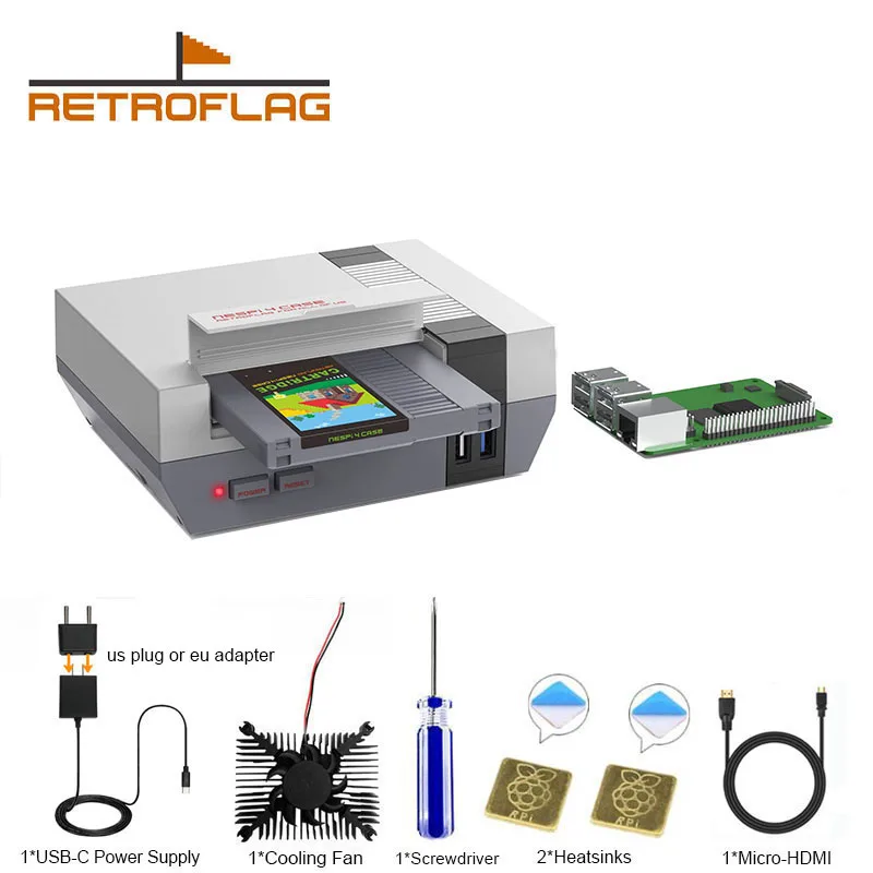 Чехол RETROFLAG для Raspberry Pi 4 корпус NESPi SSD охлаждающий вентилятор внешний источник