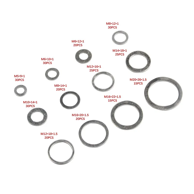 280 шт. алюминиевые плоские прокладки шайбы прокладка металлическая шайба
