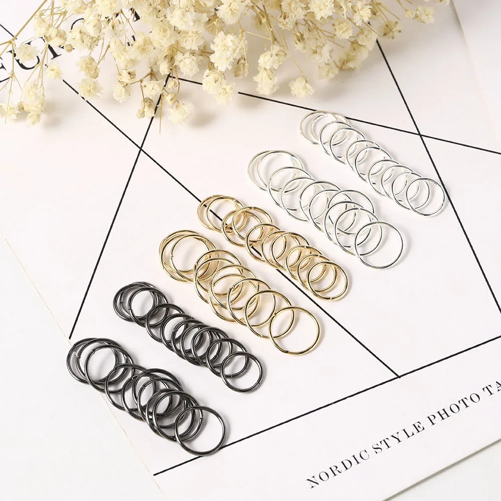 

60Pcs Gold Sliver Color Stainless Steel Nostril Nose Hoop Stud Ring Clip on Body Fake Piercing Jewelry Accessory Septum Ring