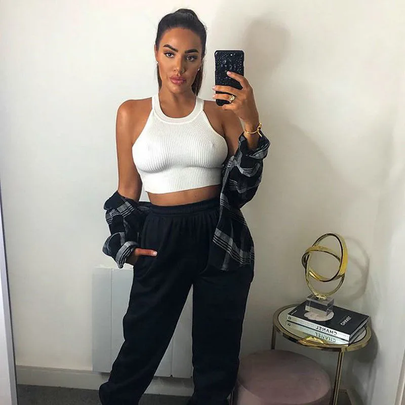 Summer 2020 Womens Sexy Casual Slim Sleeveless Tank Tops Vest Solid Color Crop Top for Ladies Fitness Women Clothing | Женская одежда