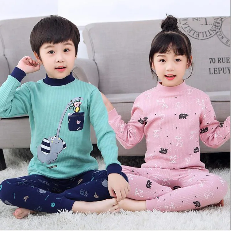 1 комплект детский термальный нательный костюм трехслойная стеганая одежда для