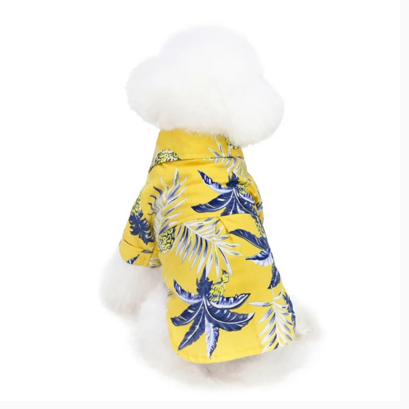 

Летняя Гавайская пляжная одежда для собак, жилет, тонкие рубашки в цветочек, маленькая кошка, плюшевый пудель