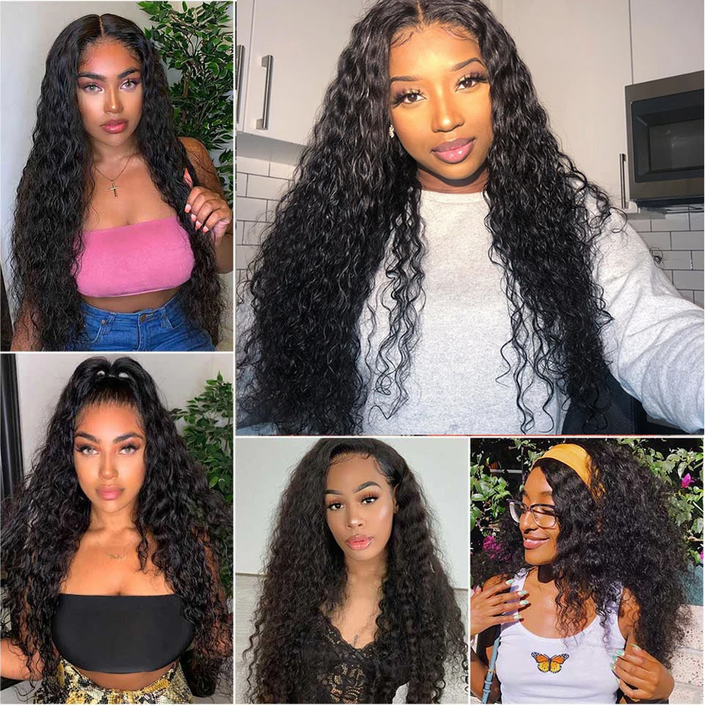 

Transparent Kinky Curly Lace Wig 4x4 Lace Closure Human Hair Wig 180% Density Malaysian Deep Curly Lace Front Wig With Baby Hair
