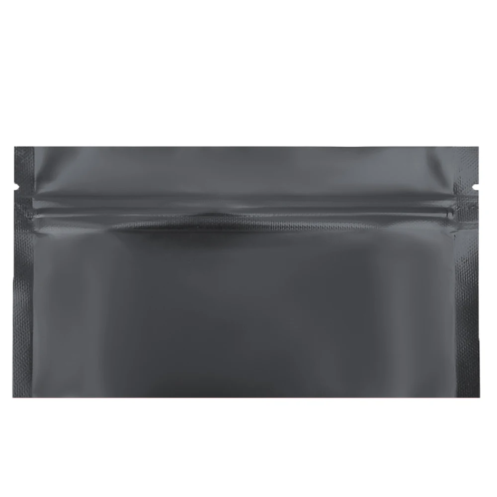 

100Pcs Matte Black Mylar Foil Zip Lock Bag Resealable Reclosable Notch Heat Seal Pouches For Snack Candy Tea Coffee Bean