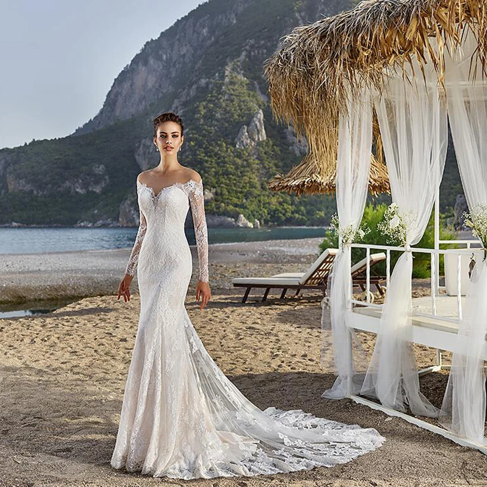 Robe de mariee New arrival 2022 Summer Beach Wedding Dress with Straps White Open Back Mermaid Dresses Vestige De Noiva | Свадьбы и