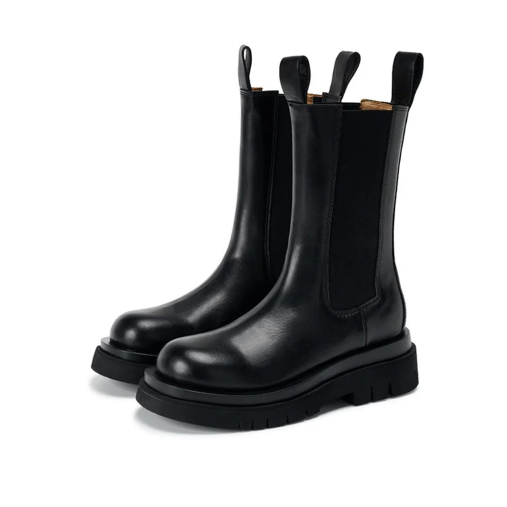 

Ботинки-челси женские зимние, без застежек, на массивном каблуке