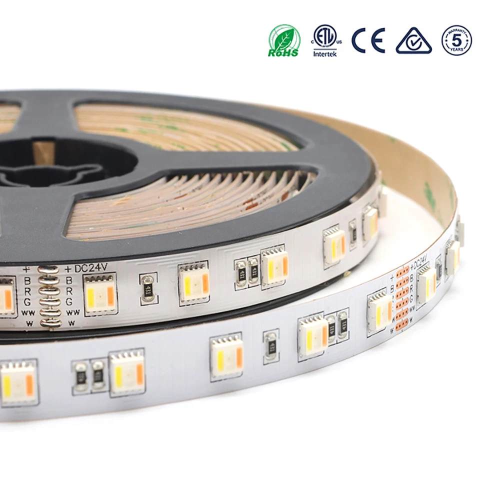 5050 SMD RGB + CCT гибкий Светодиодные ленты светильник 60led/m CW/RGB WW гибкие светодиодные