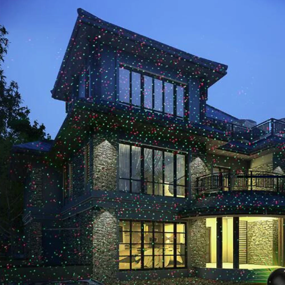 Рождество лазерный проектор звезды красный зеленый душ огни Открытый