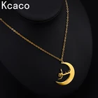Позолоченное ожерелье Kcaco из нержавеющей стали, персонализированная подвеска с арабским именем и луной, индивидуальная цепочка с буквами, подарок для пары для женщин