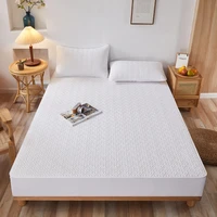 solid color quilted mattress cover king queen anti mite mattress protector cover soft sanding bed cover not included pillowcase