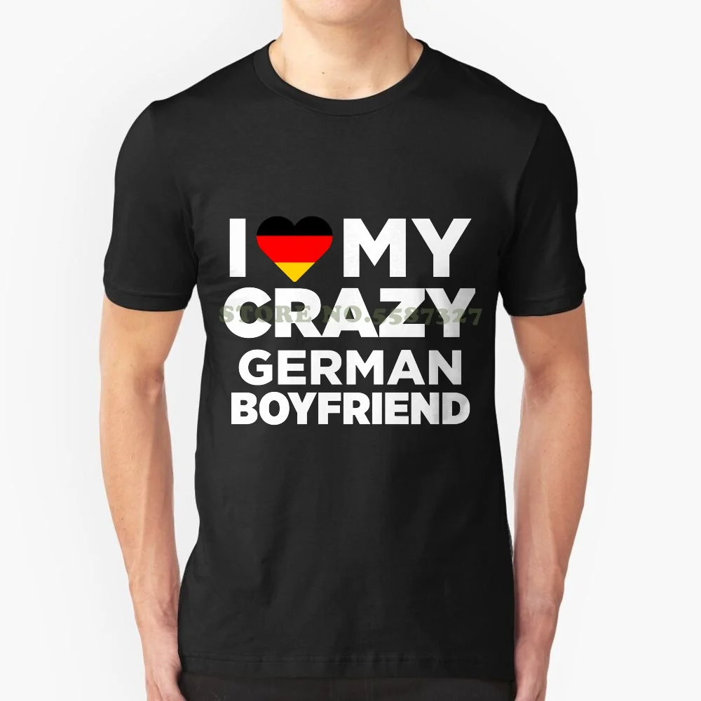 Футболка с надписью I Love My Crazy немецкий парень для мужчин и женщин|Мужские