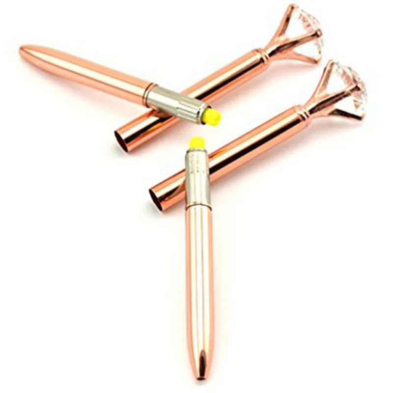 20 Pcs 1.0mm Black Ink Newest Rose Gold Big Diamond Crystal Roller Ball Writing Gel Pens Stationery Office Supply Ballpoint for |