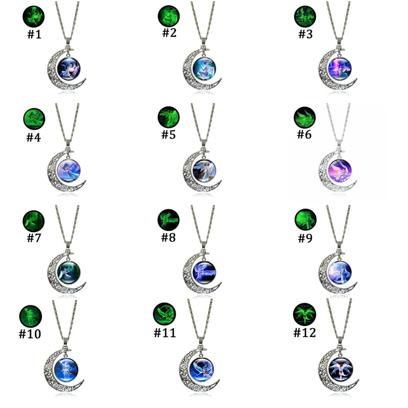 Простой красивый ангел полумесяц светящаяся подвеска на шею Женская Мужская