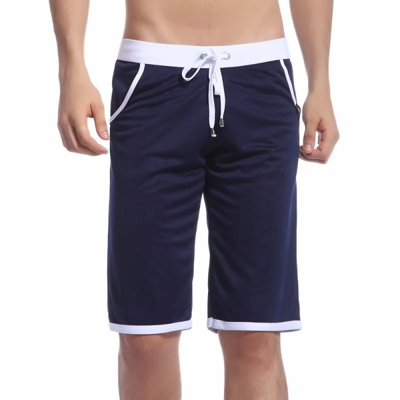 Navy blue Модные мужские шорты пять дышащие быстросохнущие свободные шорты для фитнеса Баскетбол пять шорты для дома - Цвет: Navy blue