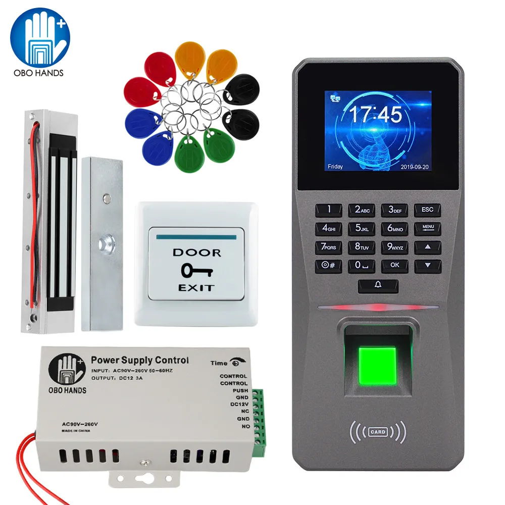 Fingerprint Door Access Control System Biometric RFID TCP/IP USB with Software Password Keypad + Power Supply Electric Locks |