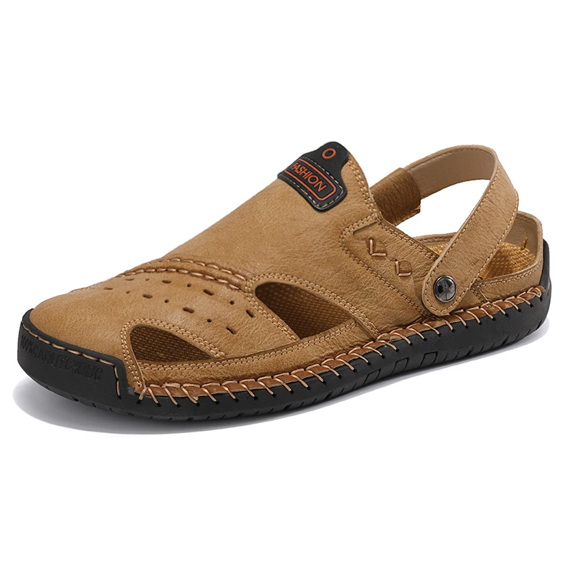 

2021 New Leather Men's Sandals Classic Roman Sandals Comfortable Casual Shoes Summer Outdoor Beach Shoes Flip Flop Sneaker 38-48