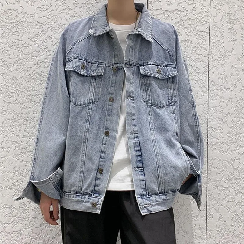 

2021 Men Spring New Classic Cotton Denim Trucker Jacket Coat Men Autumn Outwear Solid Color Ripped Unlined Jeans Jackets Men 3XL