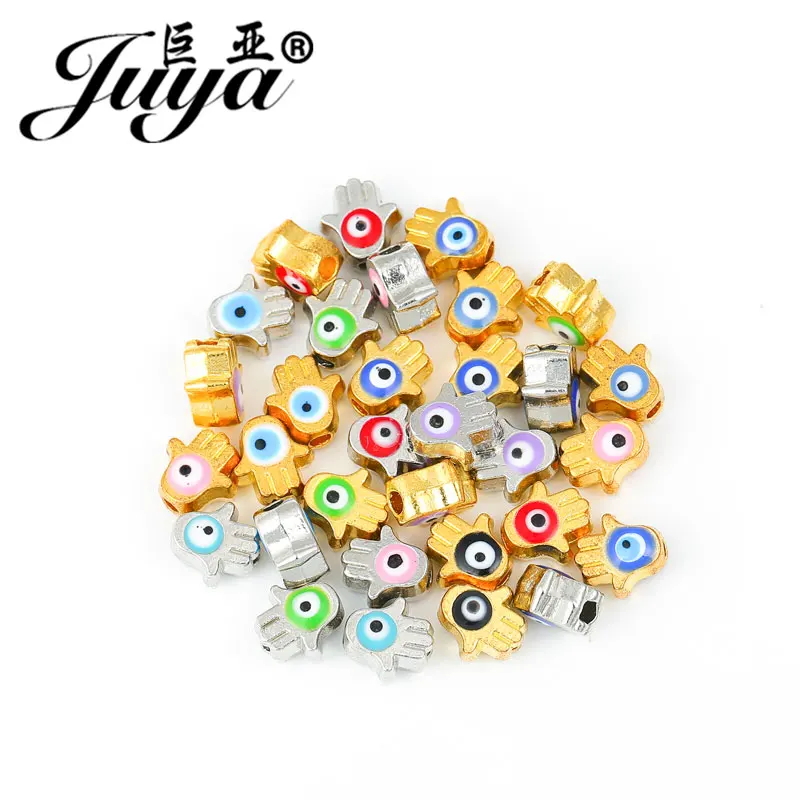 

30pcs/lot 7mm Palm Evil Eye Beads Supplies Metal Spacers Bead For Jewelry Making DIY Bracelets Necklaces Needlework Accessories