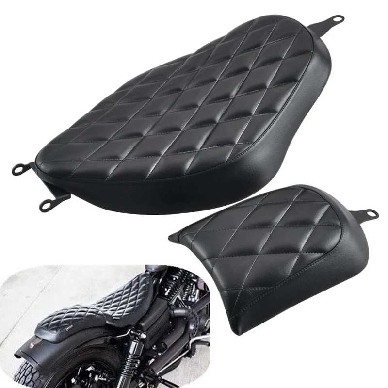 

Motorcycle Diamond Stitched Two-Up Front Driver Rear Passenger Seat Pad for Sportster XL 883 1200 Iron 883 04-17