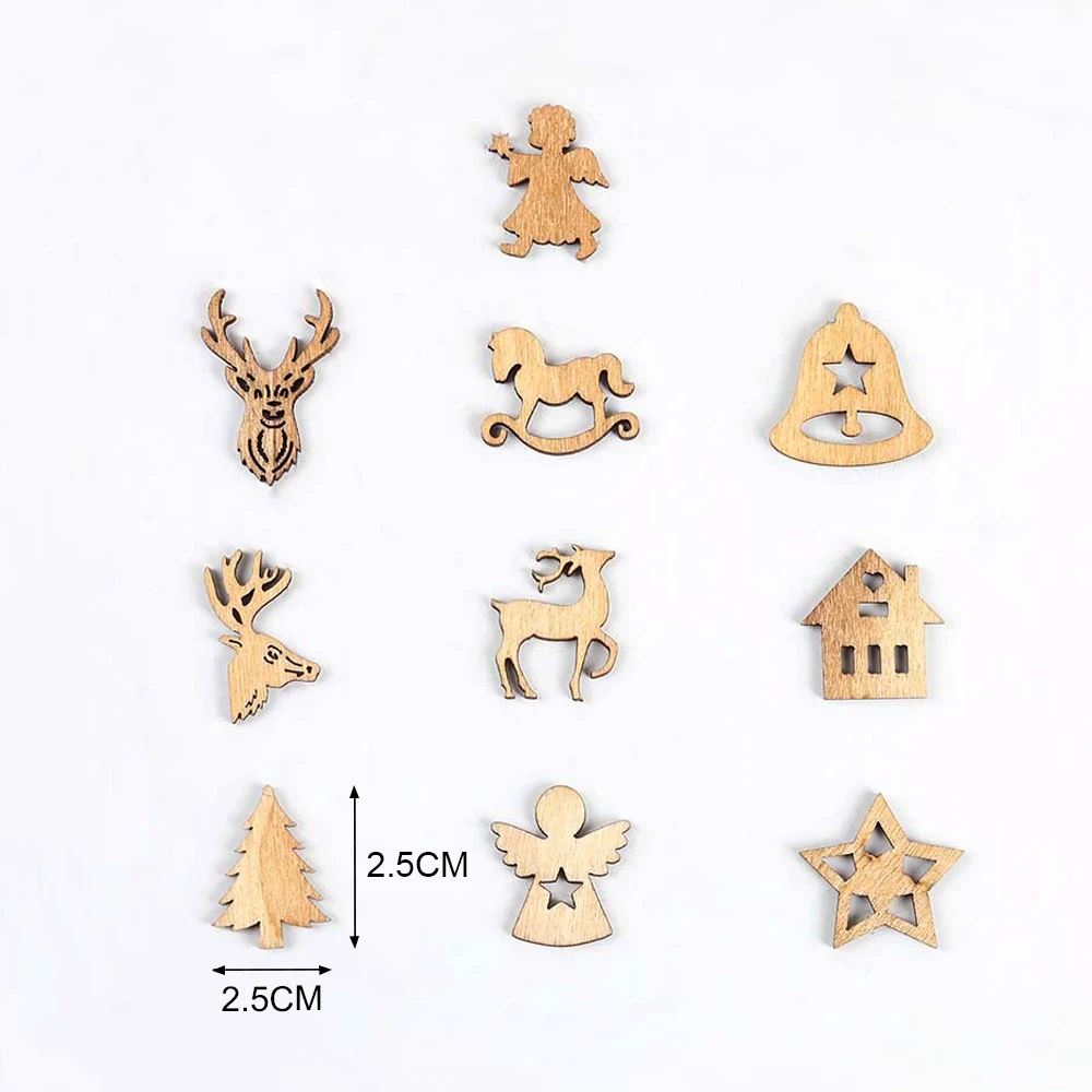 100 шт Мини Деревянные Рождественские елки новогодние вечерние украшения для дома