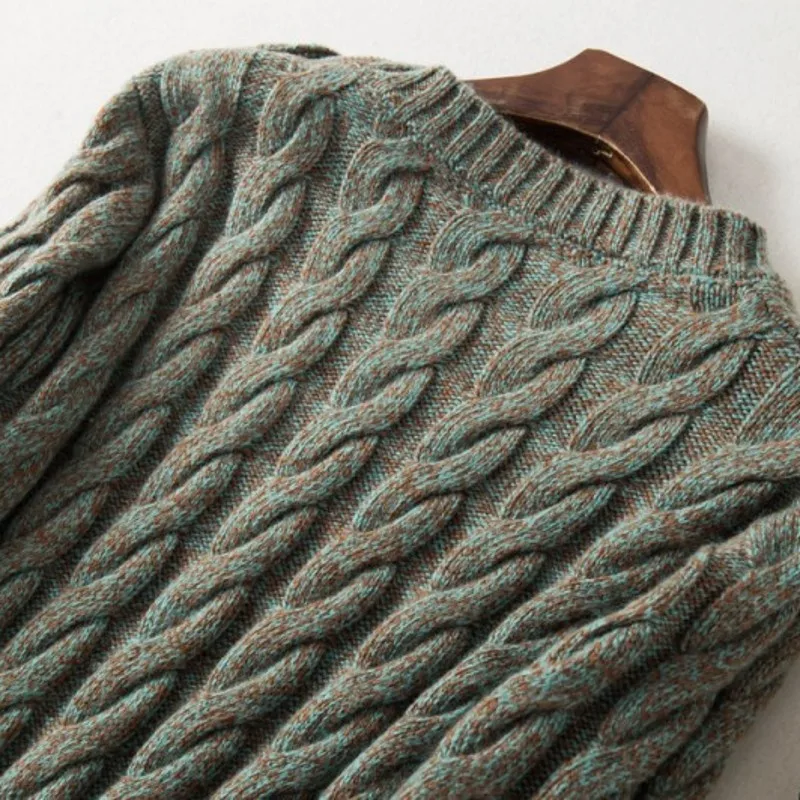 Женский короткий шерстяной свитер с переплетением модный уличный пуловер