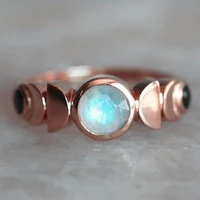 vintage female small moonstone love ring simple rose red color engagement ring fashion boho promise wedding rings for women