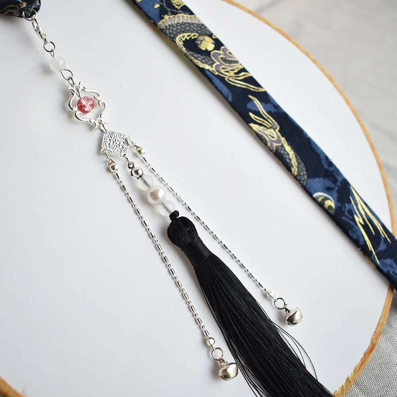 

Antique Hanfu Tassel Hair Hair Female Pearl Beam Red Streamers Hair Band