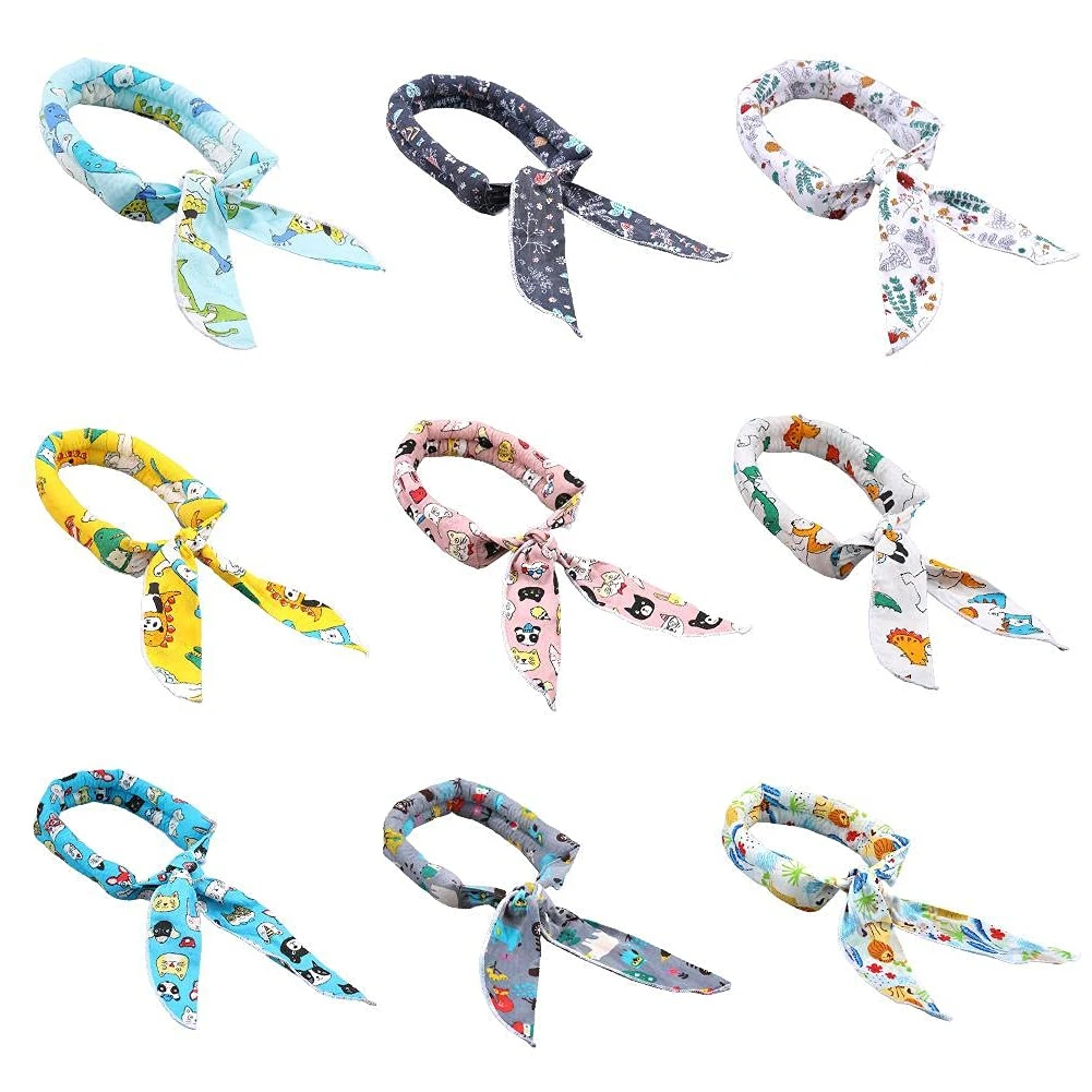 

9PCS Summer Neck Cooler Scarf Body Ice Cool Cooling Wrap Tie Headband New Fashion Multifunction polyester silk scarf Wholesale