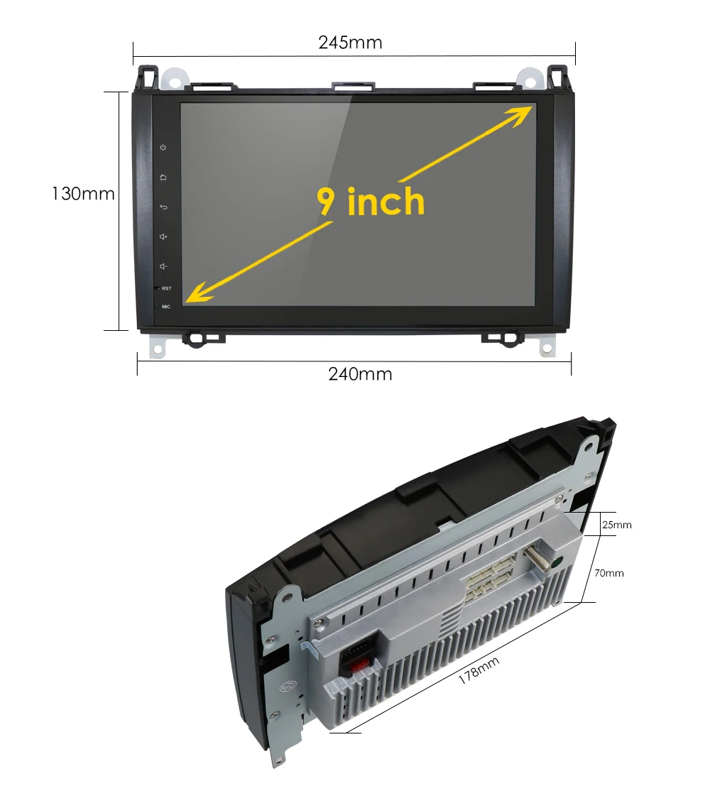 2DIN Android 9,0 Стерео gps для Mercedes W906 спринтер класс V W639 Vito Viano класс B W245 B160 B170 B180 B200 A класс W169 CAM