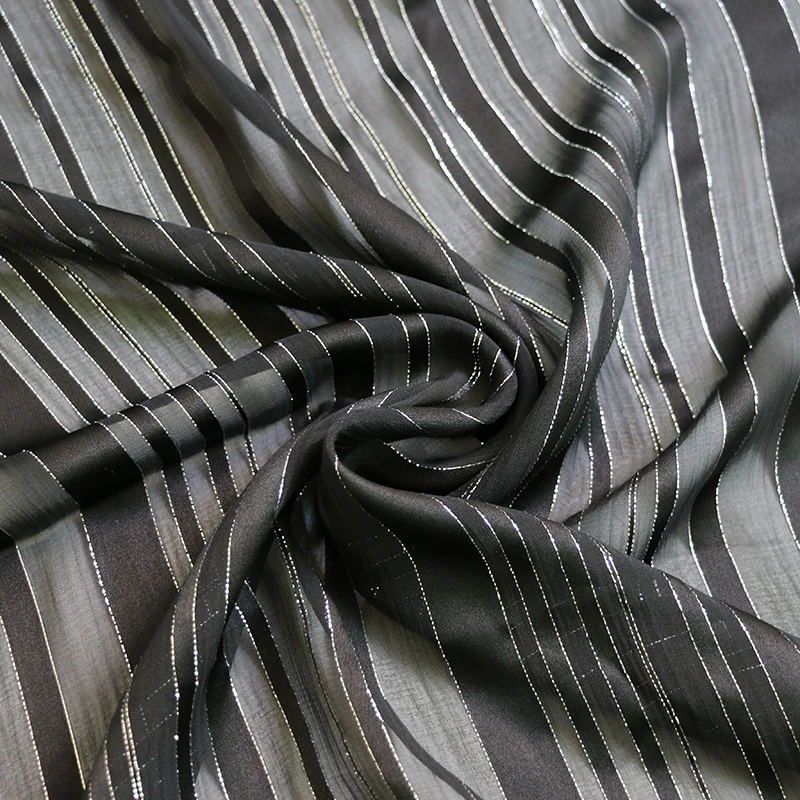 50 см * 140 черная жаккардовая пряжа шелковая жоржет ткань Швейные платья для женщин