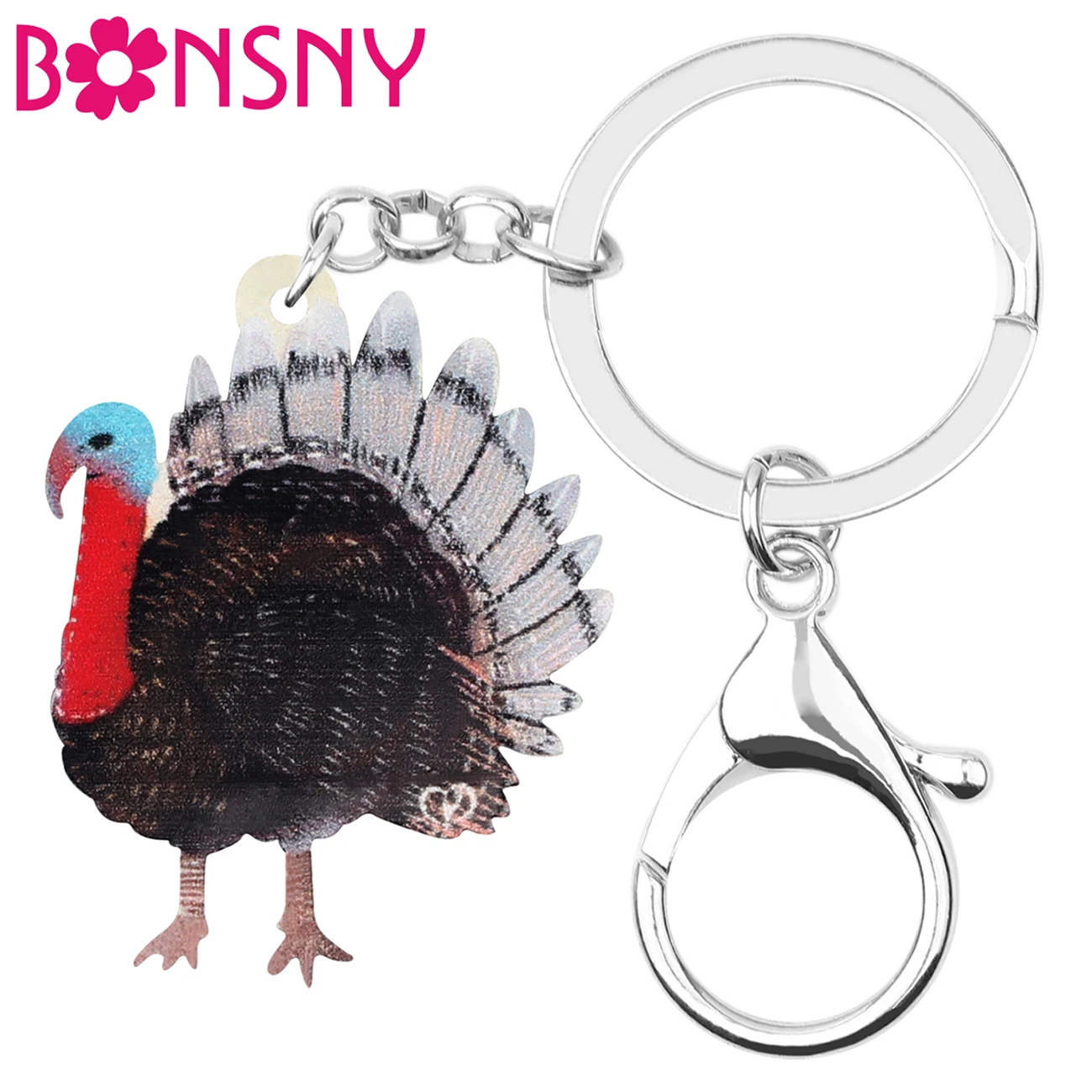 Bonsny акриловые аниме благодарения индейка курица цепочки кольца для ключей