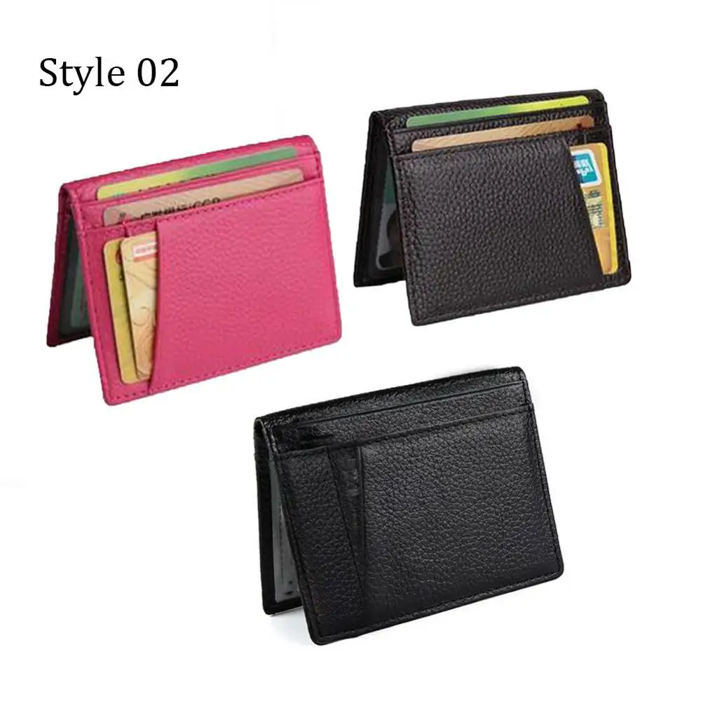 New Genuine Leather Men Wallets Mini Zipper Coin Purse Leather Credit ID Card Holder Money Bag Male Thin Small Black Wallet